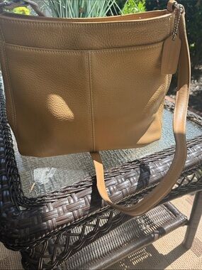 Coach Tan Pebbled Leather Shoulder Crossbody Bag